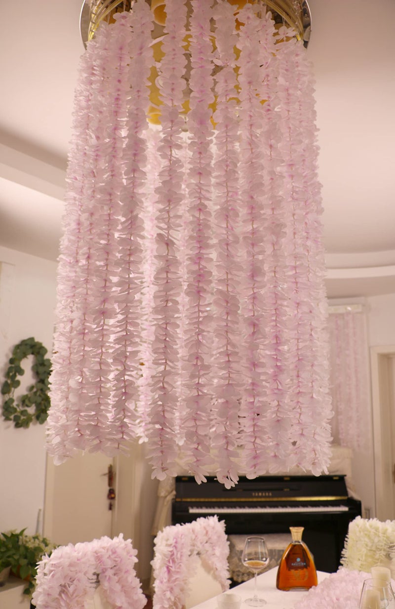LUSHIDI 32.8Ft Artificial Silk Wisteria Vine Hanging Flowers Garland Home Outdoor Wedding Arch Garden Wall Decor,Pack of 10 (Purple) - Image 5